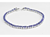 Oval Tanzanite Rhodium Over Sterling Silver Bracelet, 19.23ctw