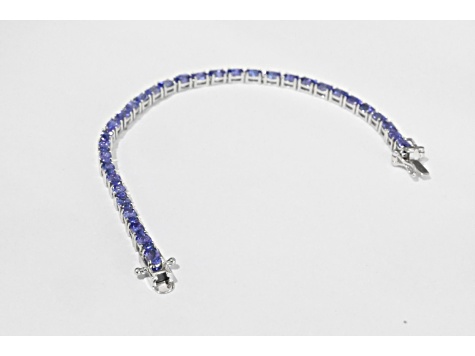 Oval Tanzanite Rhodium Over Sterling Silver Bracelet, 19.23ctw