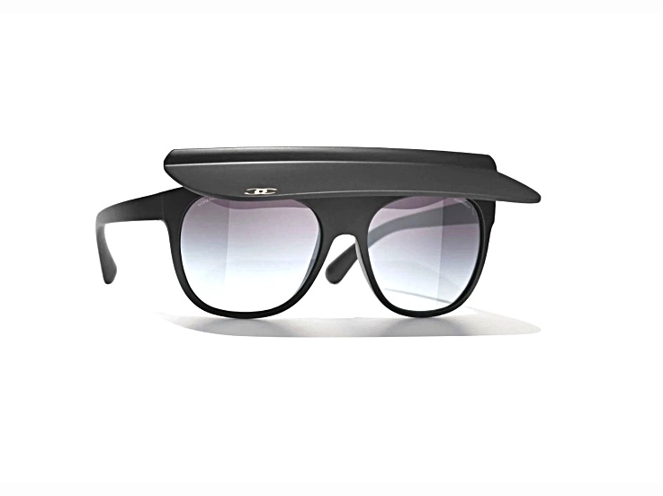 Chanel Visor Square Black Frame with Silver Logo / Gray  display picture 1