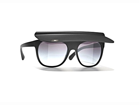 CHANEL Black Frame with Silver Lenses Sunglasses Chanel Black Frame with Large  main image 2