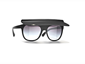 Chanel Visor Square Black Frame with Silver Logo / Gray Lenses Sunglasses