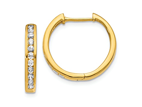 14K Yellow Gold Lab Grown Diamond SI1/SI2, G H I, Hinged Hoop Earrings