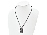 Stainless Steel Polished Black IP-plated Dragon Dog Tag 22-inch Necklace