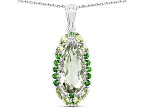 Prasiolite, Peridot and Chrome Diopside Sterling Silver Necklace