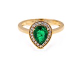 1.31 Ctw Emerald With 0.16 Ctw White Diamond Ring in 14K YG