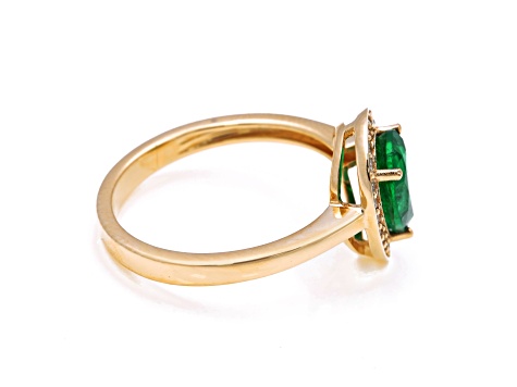 1.31 Ctw Emerald With 0.16 Ctw White Diamond Ring in 14K YG
