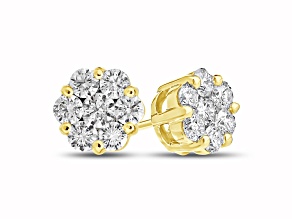 1.50ctw Diamond Cluster Earrings in 14k Yellow Gold
