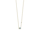 10k Yellow Gold Polished Cable Chain Cubic Zirconia Blue Enameled Elephant 18 Inch Necklace