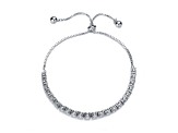 Clear Cubic Zirconia, Rhodium Plated over Brass Bolo Adjustable Bracelet