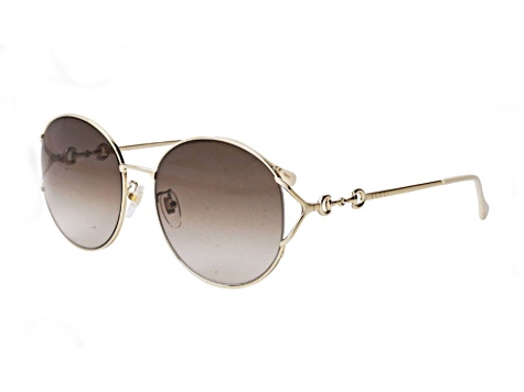 Gucci Gold Tone and Cream Round Frame / Brown Lens  display picture 3
