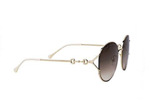 Gucci Gold Tone and Cream Round Frame / Brown Lens  display picture 3