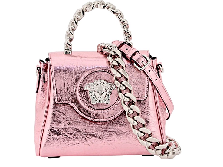 Versace La Medusa Pink Metallic Top-Handle Bag - 18X6HA | JTV