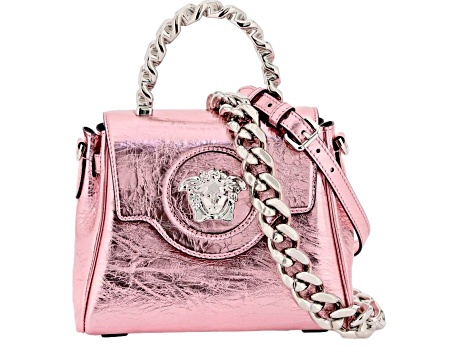 Versace La Medusa Pink Metallic Top-Handle Bag - 18X6HA | JTV