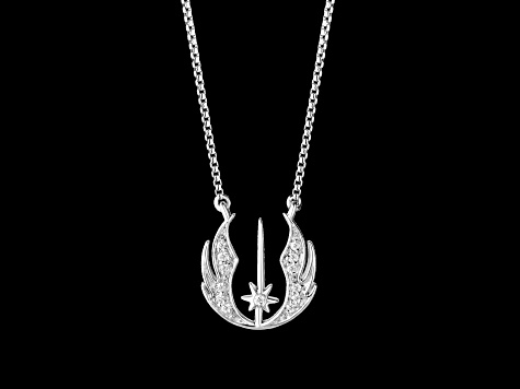 Star Wars™ Fine Jewelry The Jedi™ Order White Diamond Accent Rhodium Over Sterling Silver Necklace