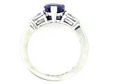 Pear Shaped Blue Sapphire and White Diamond Platinum Ring. 2.23 CTW