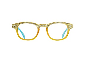 Light Blue Crystal Square Frame Reading Glasses. Strength 2.00