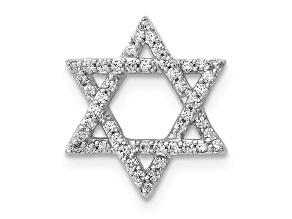 Rhodium Over 14k White Gold Diamond Star of David Chain Slide Pendant