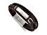 Brown Rubber and Stainless Steel Brushed 8-inch with 0.5-inch Extension Bracelet