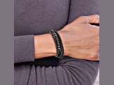 Black Rubber and Stainless Steel Brushed Black IP Plated 8-inch with 0.5-inch Extension Bracelet