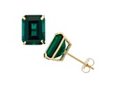 Lab Created Emerald 10K Yellow Gold Earrings 4.06ctw