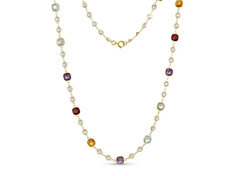 Multi-Gem 14k Yellow Gold 18" Necklace 22.74ctw