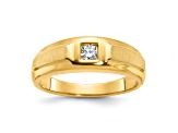 10K Yellow Gold Men's Polished and Satin Diamond Ring 0.17ct