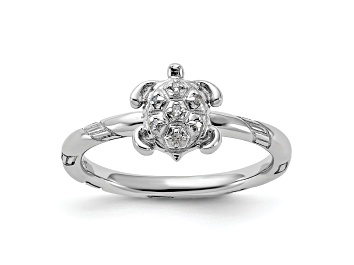 Picture of Sterling Silver Stackable Expressions Diamond Turtle Ring 0.035ctw