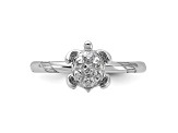 Sterling Silver Stackable Expressions Diamond Turtle Ring 0.035ctw