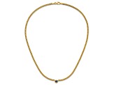 14K Yellow Gold Sapphire Curb 18 inch Necklace