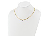 14K Yellow Gold Sapphire Curb 18 inch Necklace