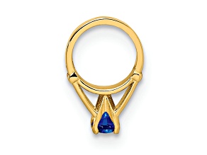 14k Yellow Gold 3D Ring Charm with Dark Blue Glass Stone