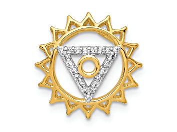 Picture of 14k Yellow Gold and Rhodium Over 14k Yellow Gold Diamond Vishuddha/Throat Chakra Chain Slide Pendant