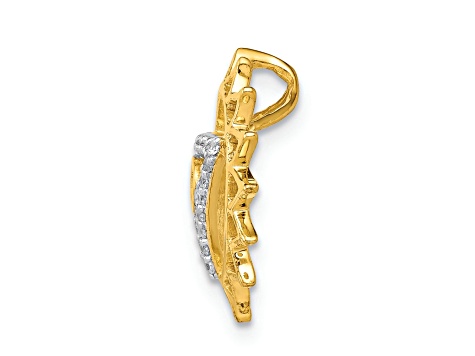14k Yellow Gold and Rhodium Over 14k Yellow Gold Diamond Vishuddha/Throat Chakra Chain Slide Pendant