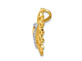 14k Yellow Gold and Rhodium Over 14k Yellow Gold Diamond Vishuddha/Throat Chakra Chain Slide Pendant