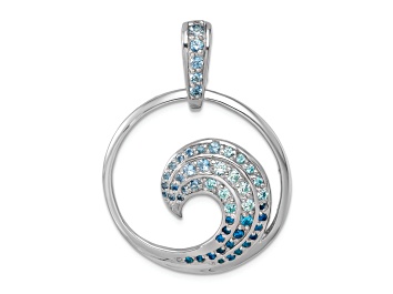 Picture of Rhodium Over Sterling Silver Polished Cubic Zirconia Wave Pendant