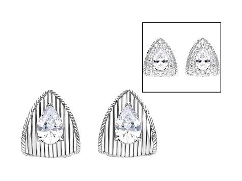 Judith Ripka 12.10ctw Bella Luce® Reversible Rhodium Over Sterling Silver Huggie Earrings