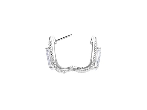 Judith Ripka 12.10ctw Bella Luce® Reversible Rhodium Over Sterling Silver Huggie Earrings