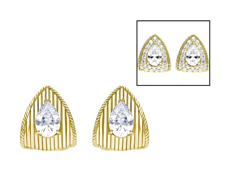 Judith Ripka 12.10ctw Bella Luce® Diamond Simulant Reversible 14K Gold Clad Huggie Earrings