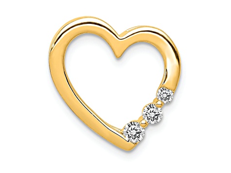 14k Yellow Gold Diamond Heart Chain Slide Pendant