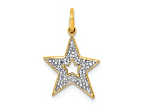 14K Two-tone Gold Diamond Star Charm