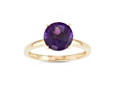 Round Amethyst 10K Yellow Gold Ring 1.50ctw