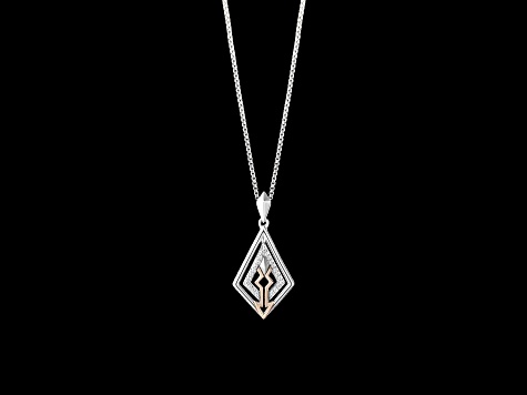Star Wars™ Fine Jewelry Ahsoka Tano™ Diamond Rhodium Over Silver With 10k Rose Gold Pendant 0.10ctw