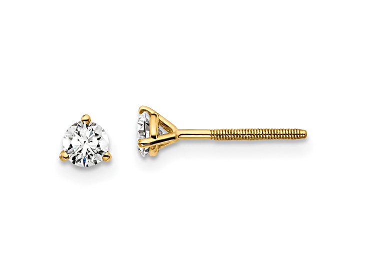 14K Yellow Gold Lab Grown Diamond 1/3ctw Certified VS/SI GH Screw Back 3-Prong Earrings