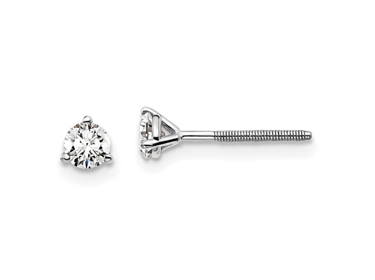 14K White Gold Lab Grown Diamond 1/3ctw Certified VS/SI GH Screw Back 3-Prong Earrings