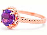 6x4mm Oval Amethyst 18K Rose Gold Over Sterling Silver Ring, 0.50ctw