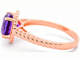 6x4mm Oval Amethyst 18K Rose Gold Over Sterling Silver Ring, 0.50ctw