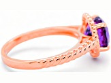 6x4mm Oval Amethyst 18K Rose Gold Over Sterling Silver Ring, 0.50ctw