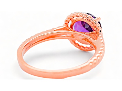 6x4mm Oval Amethyst 18K Rose Gold Over Sterling Silver Ring, 0.50ctw