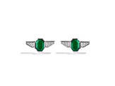 Star Wars™ Fine Jewelry The Jedi™ Master Green Agate & Diamond Rhodium Over Silver Earrings 1.38ctw