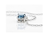 Blue Lab-Grown Diamond 14k White Gold Solitaire Necklace 0.75ctw